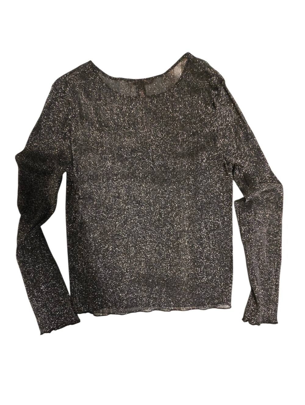 Victoria’s Secret Black/Silver Glitter Shimmer Crew Neck Long Sleeve Shirt XS/S